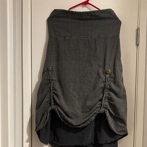 Striped Gray Skirt with Button Accents